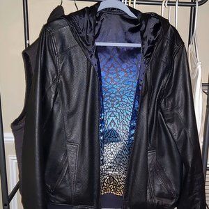 100% Authentic Men Lambskin Leather Zip Hoodie Barneys x Westbrook Jordan Collab